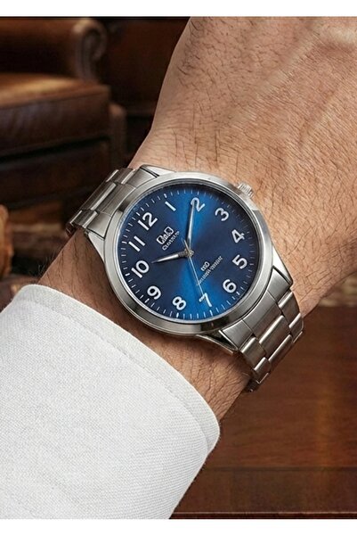 Q&Q Erkek Gümüş Metal Kordon Lacivert Kadran Quartz Kol Saati 2 Yıl Garantili