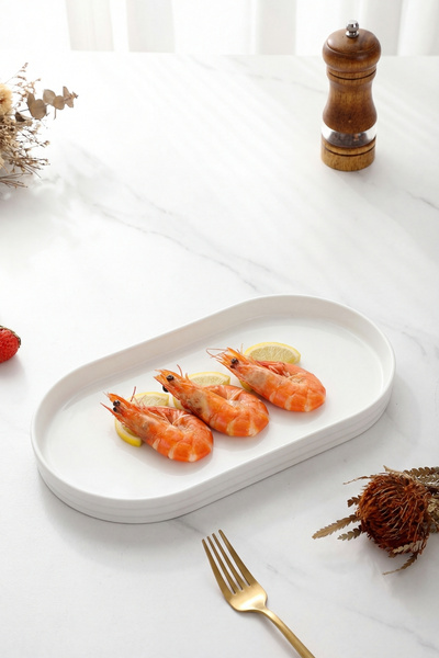 GÖNÜL Oval Tabak 32x17x2,7 cm – Beyaz Servis ve Sunum Tabağı