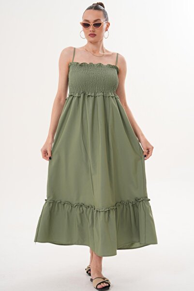 ŞİMAL Women's Rope Strap Gipeli Long Dress 260166 -