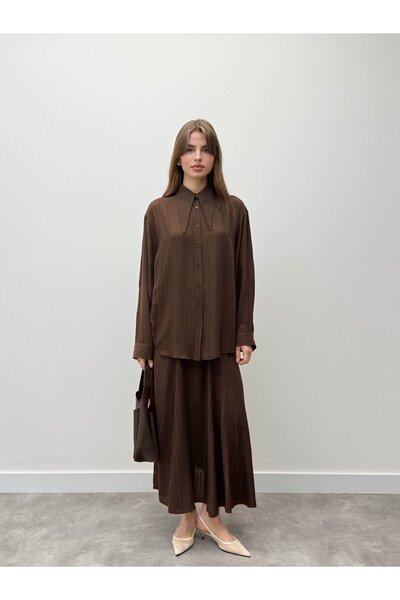 Maldia Shop Serena Collar Detailed Brown Double Suit