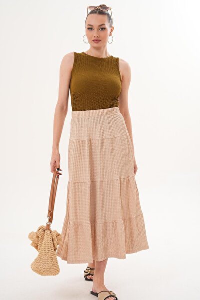 ŞİMAL Women's Layered Detailed Long Skirt 260086 -