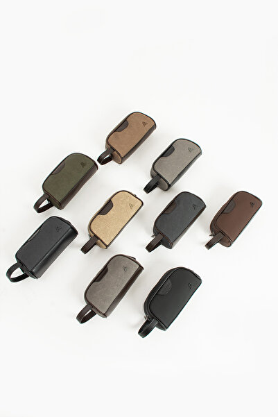 MEGA BAG M 433 Canvas Handbag / Clutch / Makeup / Shaving Bag Green-Brown