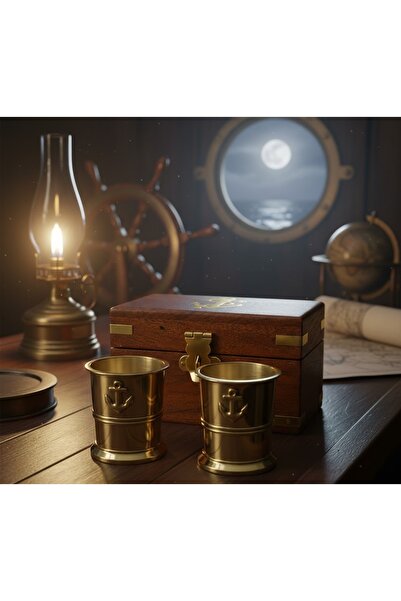 Kuzey Tacı Nautical Series: Genuine Brass 2-Piece Shot Glass Set - Luxury Gif...