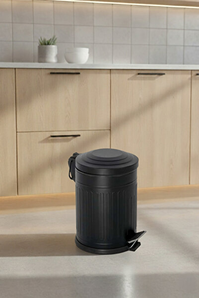 Bürke 12 Liters Black Vintage Trash Can Kitchen Trash Can with Shock Absorber...