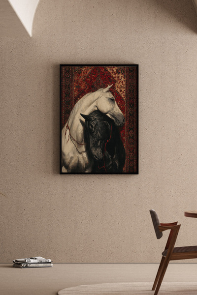 Artiera Εθνική εικόνα αλόγου σε μπορντό χαλί, διακοσμητικός διάδρομος γραφείο...