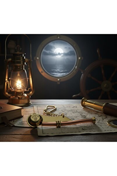 Kuzey Tacı Nautical Genuine Brass and Copper Captain's Whistle Keychain Funct...