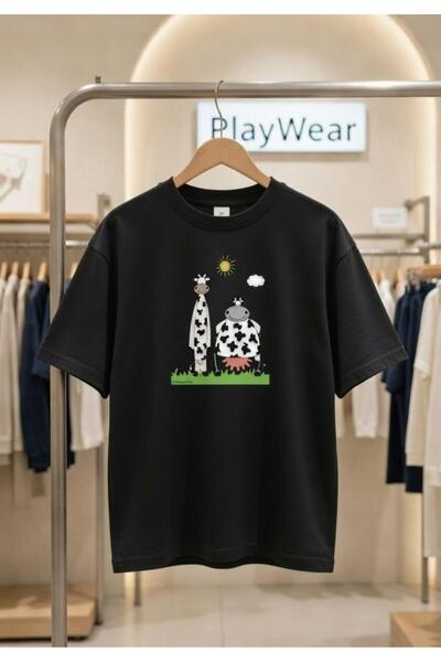 playwear Tricou cu imprimeu Vacă Dalmată, 100% bumbac, croială normală