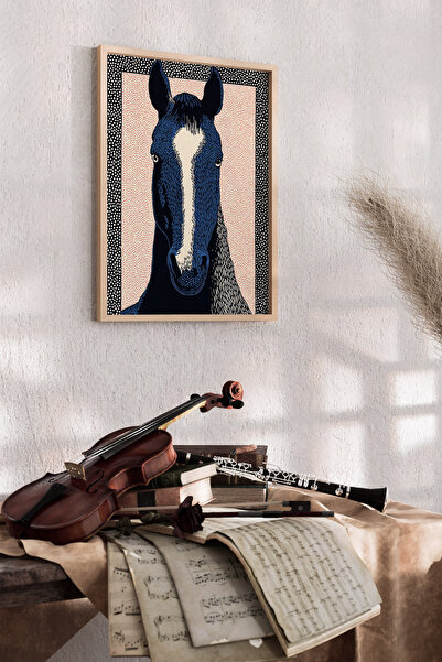 Artiera Εικόνα αλόγου με υφή Indigo Speckle, Γραφικό Διακοσμητικό Σαλόνι - Ζω...