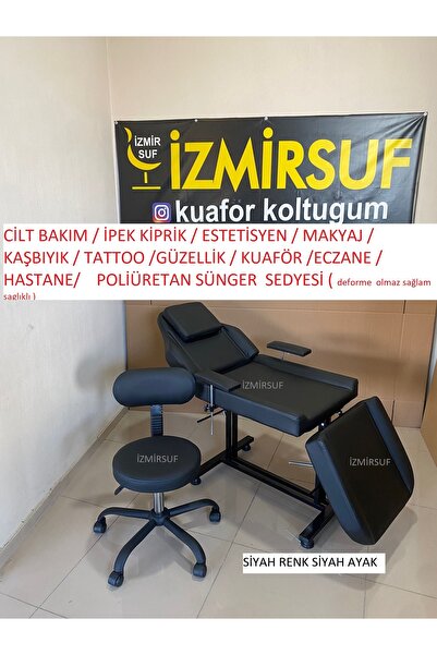 kuaforkoltugum 1 SEDYE 1 AMASÖRLÜ TABURE SİYAH SİYAH AYAK