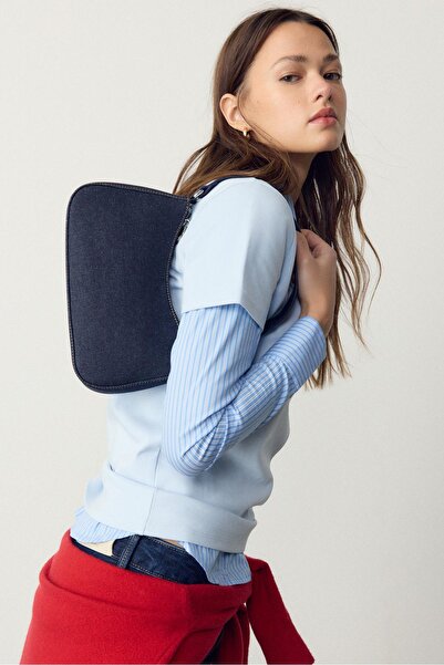 Stradivarius Denim yarım ay kol çantası