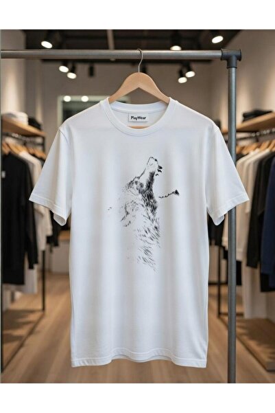 playwear Tricou cu imprimeu lup, 100% bumbac, croială normală