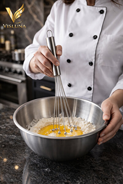 VİSLUNA Yeni Nesil Paslanmaz Çelik Çırpıcı Yumurta, Pasta, Ayran Çırpıcısı 30'Cm