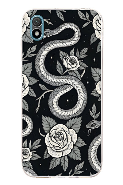 FLAMENKO حافظة هاتف شفافة متوافقة مع هاتف هواوي Y5 2019 باللون الأسود بنمط ال...