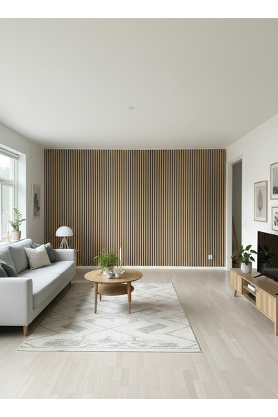 Wooden Factory PVC Polimer 3 Fugalı Duvar Paneli Lambri Dekoratif TV Arkası O...