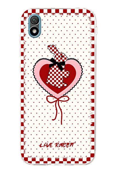 FLAMENKO حافظة هاتف شفافة متوافقة مع هاتف هواوي Y5 2019 بنمط أرنب مربعات حمراء