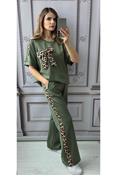 MAXORA SHOP Women's set consisting of a leopard Patterned T-shirt and pants