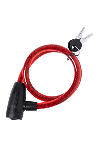 zola Bicycle lock, silicone coated stainless steel, 2 keys, 100 cm, red