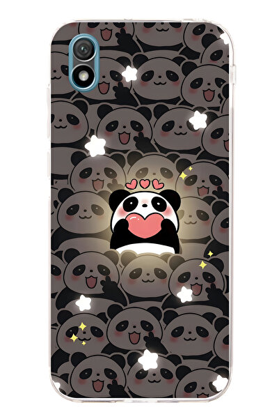 FLAMENKO حافظة هاتف شفافة متوافقة مع هاتف هواوي Y5 2019 بنمط الباندا اللطيف