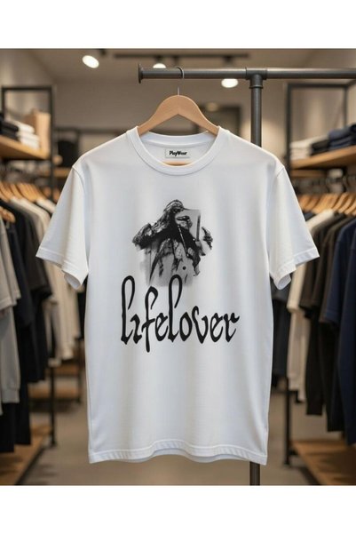 playwear تي شيرت مطبوع عليه Life Lover مصنوع من القطن بنسبة 100%، مقاس عادي
