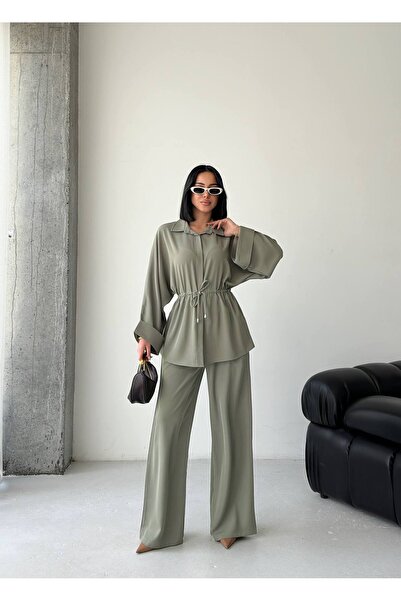 ebru akten butik Women's Lace-Up Waist Top and Bottom Set