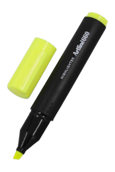 artline 660 Highlighter Pen Cut Tip 1.0-4.0mm Highlighter Yellow