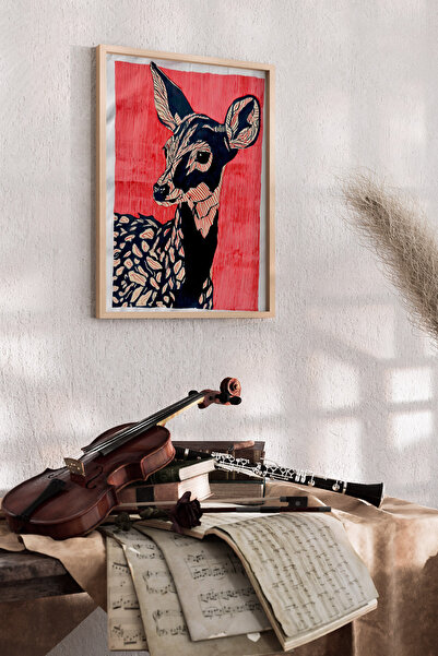 Artiera Ζωγραφική στο χέρι με μοτίβο λουλουδιών κοραλλιών και ελαφιών - Ζωγρα...