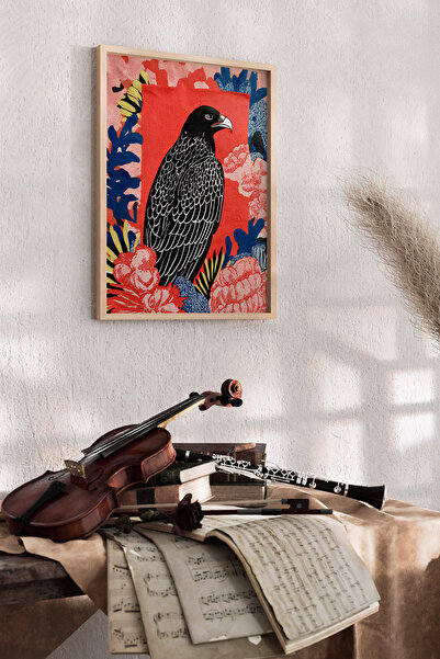 Artiera Ζωγραφική στο χέρι Mercan Koral με μοτίβο λουλουδιών και αετού - Ζωγρ...