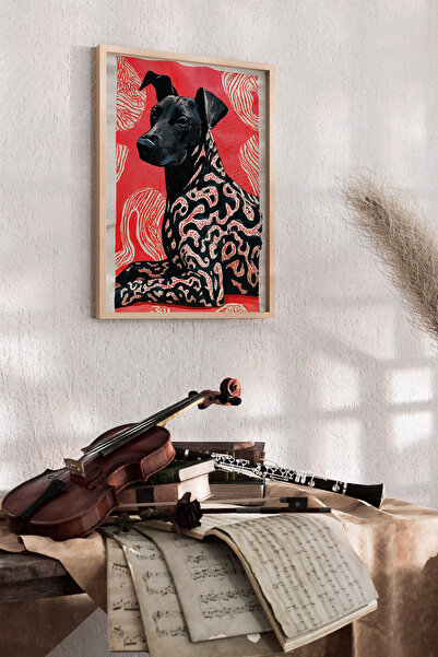 Artiera Ζωγραφική τοίχου με ξύλινο πλαίσιο - Σχέδιο σκύλου αλεπούς με μοτίβο ...