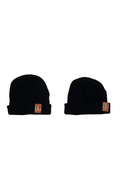 melvelo Set de 2 căciuli tricotate, mamă/fiică, Melvelo, Clasic - Negru