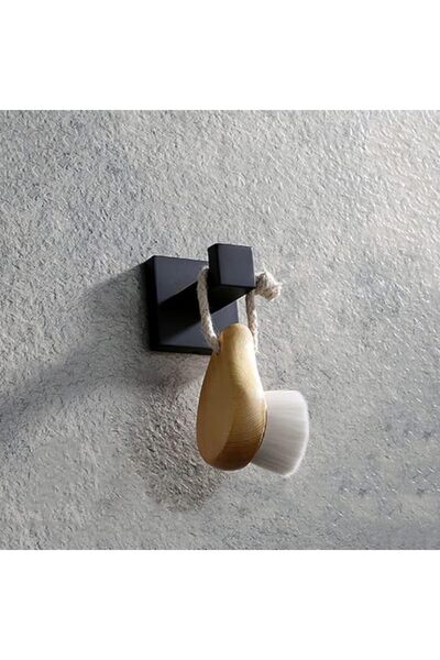 zola Set of 4 self-adhesive wall brackets, stainless steel, 4.5x4.5 cm, black