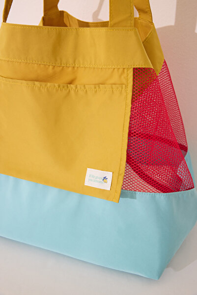 Perspective Çok Renkli File Detaylı Plaj Çantası