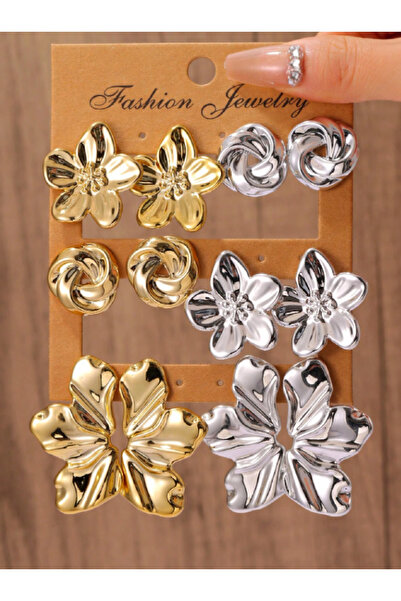 Ervalina 6 Pairs Figured Earrings Set Gold Silver Color