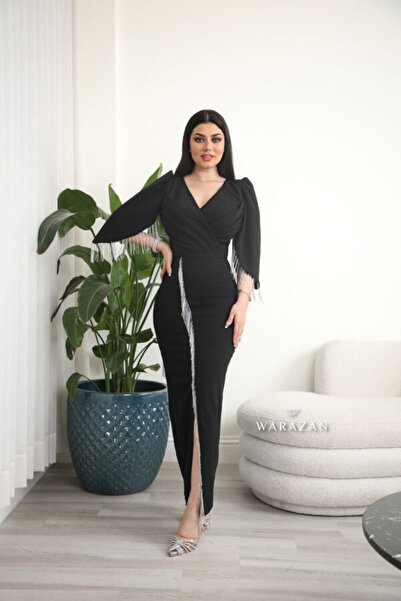 Warazan Mask stretch dress with fringe