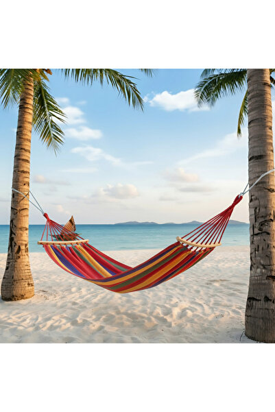 Vivendo Vivendo® XL Cotton hammock, with wooden bar and metal carabiner, 1 pe...