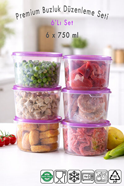 Ezupack 6 Pieces of Purple Round Lid Luxury Microwave Freezer Deep Freezer Or...