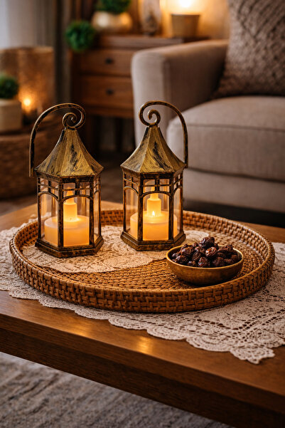 General Home Dekoratif LED Fener 2’li Set | Pilli,Sarı Işık,Retro Tasarım, Ev...