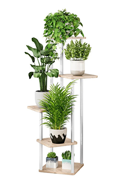 Dotail 5-tier plant stand, wooden shelf for indoor use, 106 x 30 cm, material...