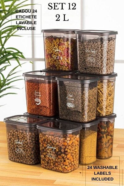 Mira Home Jumbo anthracite rectangular container - 2000 ml, 12 pieces