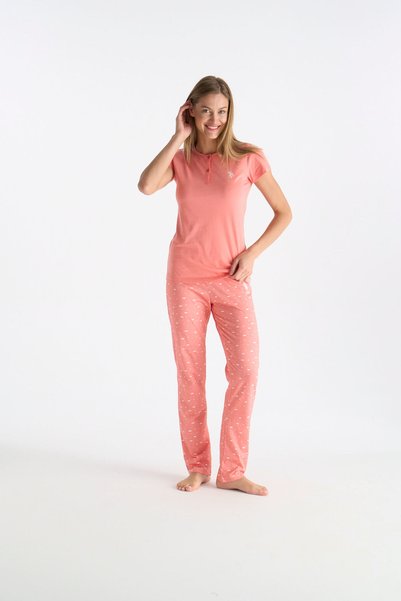 U.S. Polo Assn. 26Y Women's Salmon Pajama Set