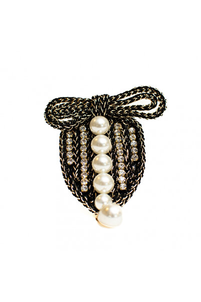 Mad Diva Decorative Brooch with Rhinestones and Pearls