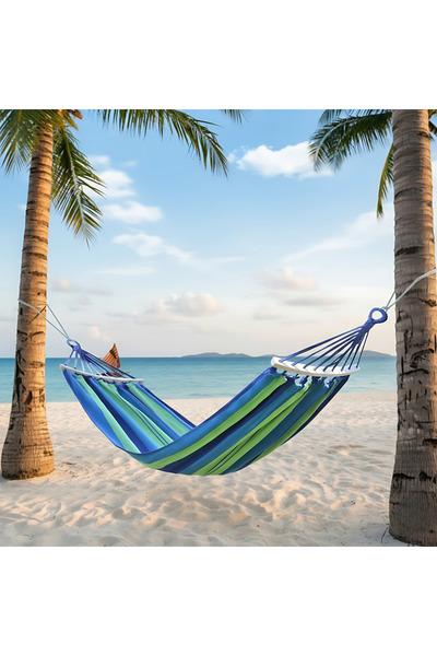 Vivendo Vivendo® XL Cotton hammock, with wooden bar and metal carabiner, 2 pe...