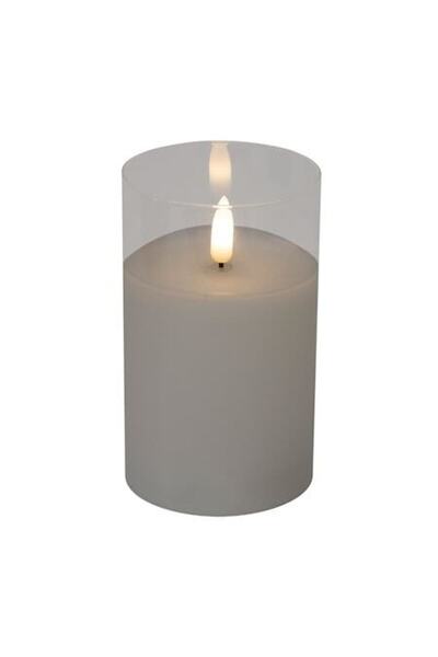 Home Κερί LED, για το σπίτι, γυαλί, 7,5x12,5 cm, λευκό
