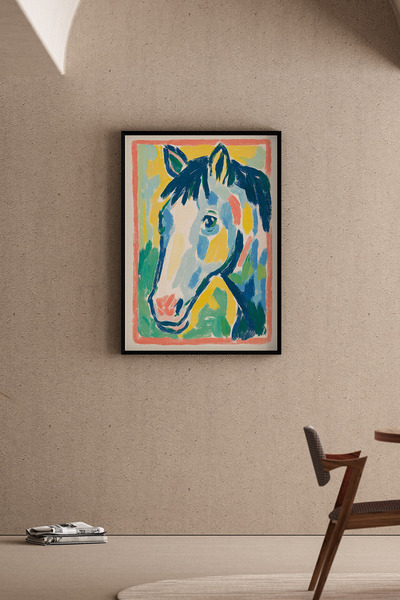 Artiera Πολύχρωμη Εκφραστική Ζωγραφική με Άλογα, Μοντέρνο Διακοσμητικό Παιδικ...