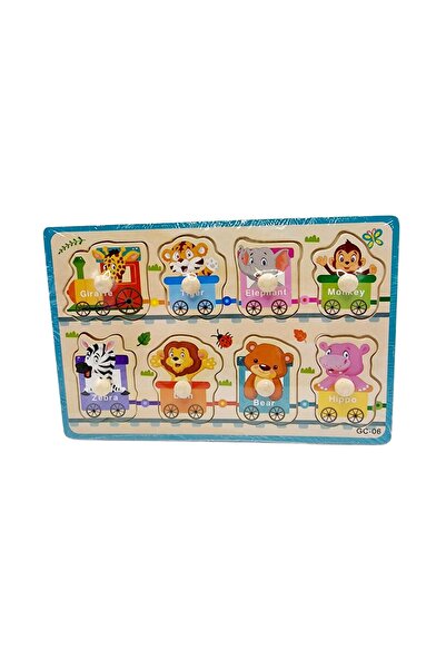 decotoys Puzzle lemn buton animale salbatice S