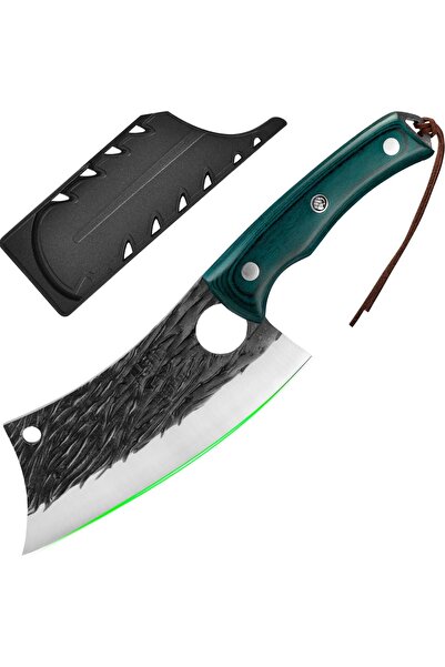 FULLHI butcher knife, carbon steel and wood, ergonomic handle, 17 cm blade, g...