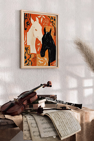Artiera Εικόνα Πορτοκαλί Μαύρο Άλογο, Διακοσμητικός Διάδρομος Γραφείου - Ζωγρ...