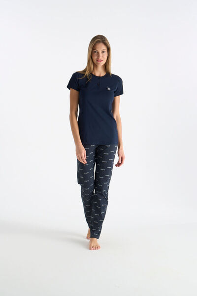 U.S. Polo Assn. New Season Women's Navy Blue Pajama Set
