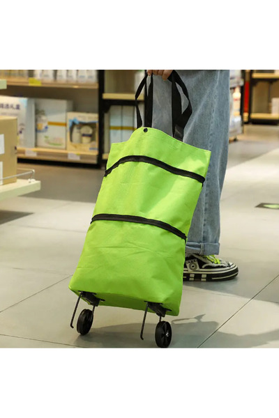 zola Πτυσσόμενη Τσάντα αγορών, με ρόδες, 48x27x15 cm, πράσινη, ρυθμιζόμενο μέ...