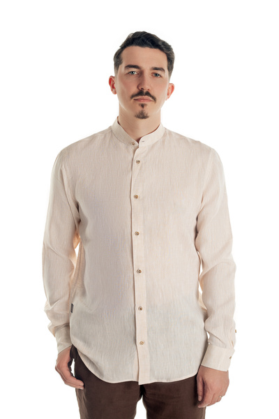 URSACHI Personalized men's Slim Fit shirt, cream, made of IN, collar, buttons...