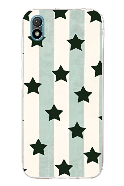 FLAMENKO حافظة هاتف شفافة متوافقة مع هاتف هواوي Y5 2019 بنمط نجمة مخططة